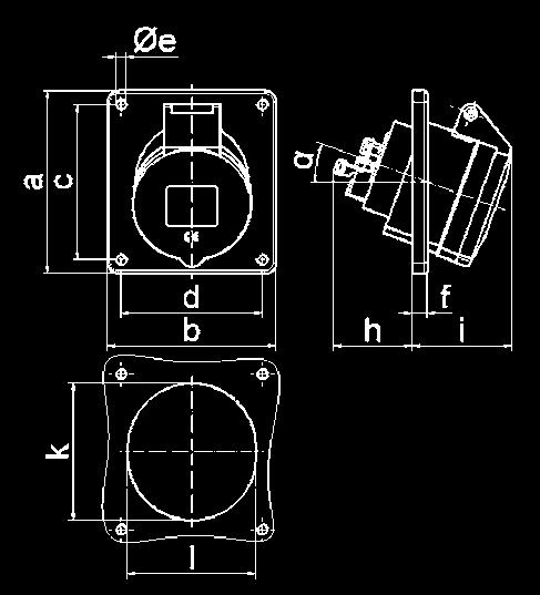 PANEL MOUNTING SOCKET OUTLETS, ngle Pnel Mountng Soket Outlet Quk-Connet Srewless termnls 20 ngle Kontex ontt Flnge 74 x 62 mm or 16A 3p, 100 x 92 mm or the other versons Wth srewless Quk-Connet