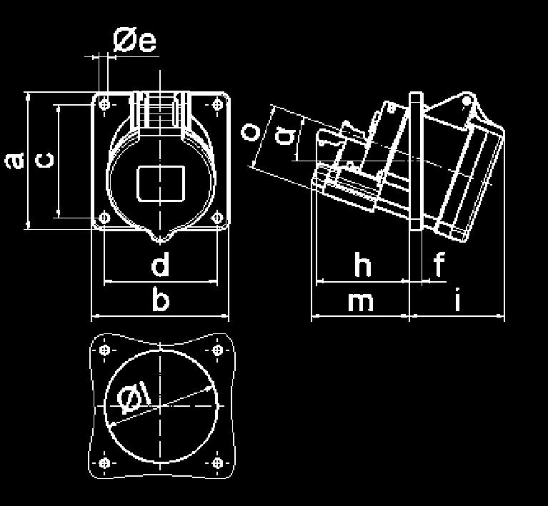 PANEL MOUNTING SOCKET OUTLETS WITH AUXILIARY CONTACT / PSC-LOCKING Pnel Mountng Soket Outlet Quk-Connet TE Srewless termnls Angle Wth NO n NC ontt Flnge 85 x 85 mm Hgh-temperture-resstnt