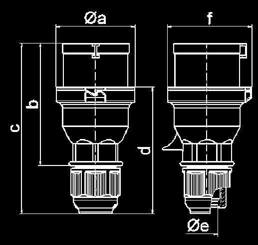 PLUGS IEC 60309-1/2, EN 60309, VDE 0623 Plug Quk-Connet wth Mult-Grp Srewless termnls Srewless enlosure onneton, sel lokng Spel gln, smultnous le gln n sel 16 3 2125 2126 10 100 16 4 2129 2130 10 135