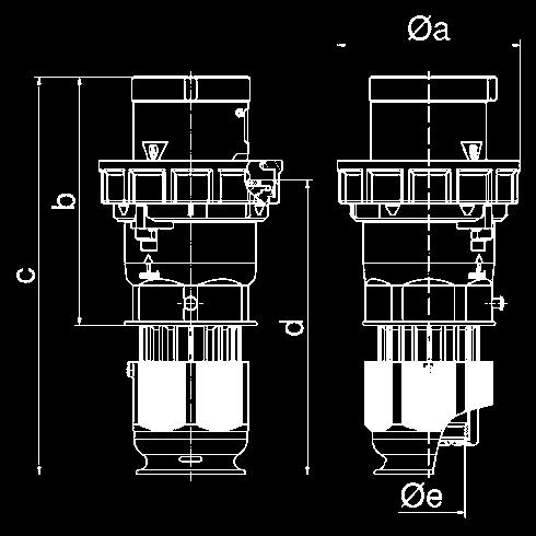 PLUGS IEC 60309-1/2, EN 60309, VDE 0623, IP67 Plug TE wth Mult-Grp Srew termnls Box termnls Hgh-temperture-resstnt ontt rrer Spel gln, smultnous le gln n sel