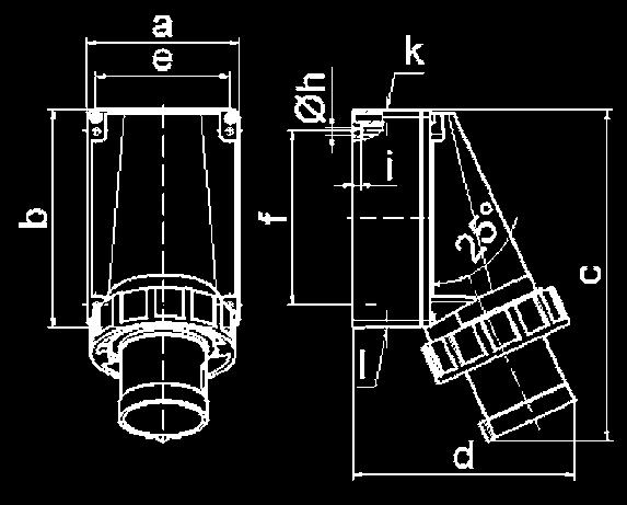 SURFACE MOUNTING APPLIANCE INLETS IEC 60309-1/2, EN 60309, VDE 0623 Proteton egree IP67 Sure Mountng Applne Inlet Quk-Connet TE Srewless termnl Wth losure p Termnl or 1 mm 2 to 2.