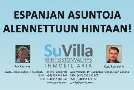 30 Perjantai 19.1.2018 Asuntomarkkinat Fuengirola.fi Siistit ja hyväkuntoiset vuokra-asunnot Aurinkorannikolta! www.kesakatu.