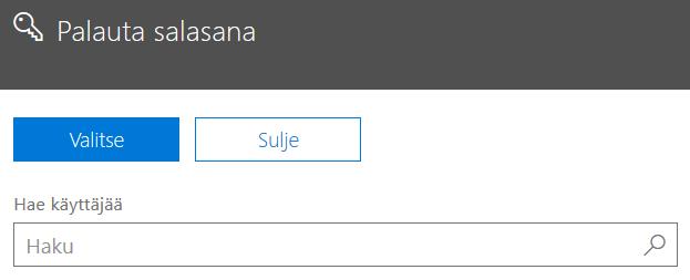 Elisa Oyj Elisa Toimisto 365 11 (13) 3.2. Käyttäjän salasanan vaihto/resetointi Voit pääkäyttäjänä resetoida käyttäjän unohtuneen salasanan.