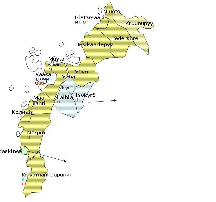 toimintakulut: 58,41 / asukas Pohjanmaa 16 kuntaa asukkaita 179 106, joista 49,5 % ruotsinkielisiä pääkirjastoja 16 sivukirjastoja 37 kirjastoautoja 8.