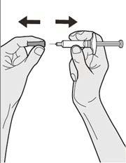 Vaihe 7: Vedä Tartu ruiskuun säiliöosan keskeltä siten, että neula osoittaa sinusta poispäin, ja poista neulan korkki.