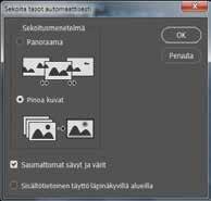 Valitse KESKITÄ ESIKATSELU AUTOMAATTISESTI ja OK. Rajaa kaikki kuvat kulmiin asti.