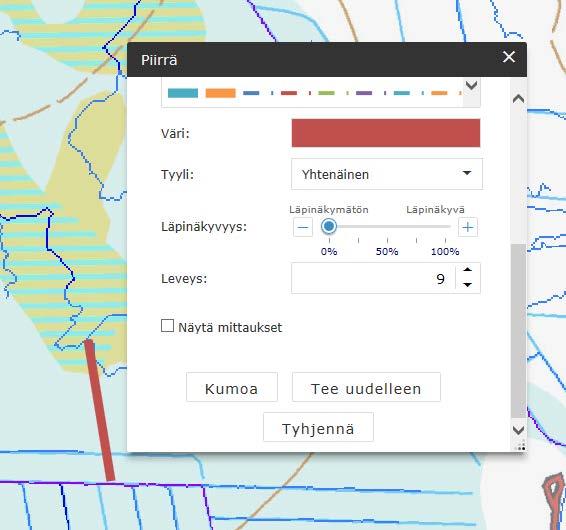 esimerkiksi omassa paikkatietojärjestelmässä tai palvelussa (kuva alla). Piirtäminen voidaan tehdä myös palvelussa.