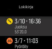 Kun olet lopettanut harjoituksen tallentamisen, intervalliharjoitus kytketään automaattisesti pois päältä kyseisessä urheilutilassa.