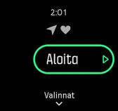 4. Selaa eri lajeja pyyhkäisemällä ylös- tai alaspäin ja napauta lajia, jota haluat käyttää. Voit selata lajeja myös ylä- ja alapainikkeilla ja valita haluamasi lajin keskipainikkeella. 5.