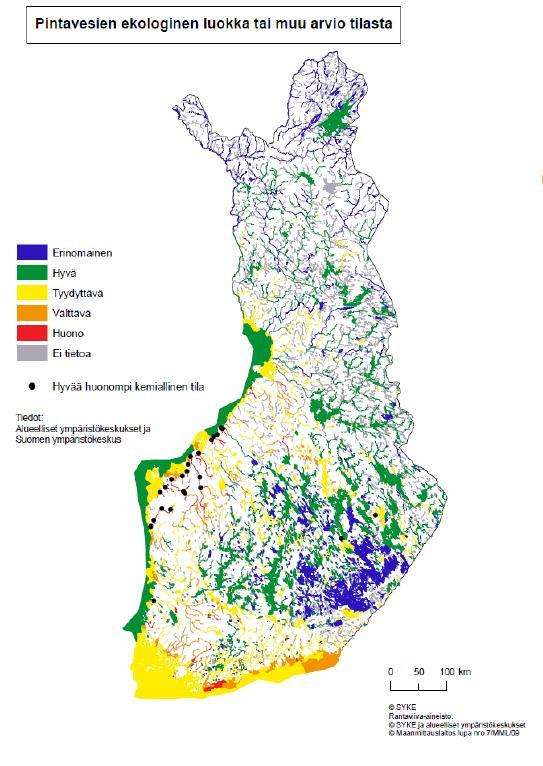 Valtakunnallinen pintavesien tila-arvio 2013 Arvio pintavesien