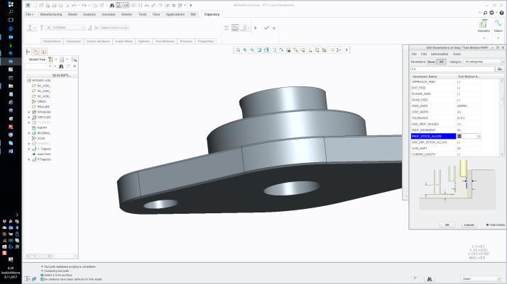 (reijän sisäpinta ) pitch valu 0.5 Make new trajectory mill seq. use tool Tappi6mm six millimeter flat end tool.