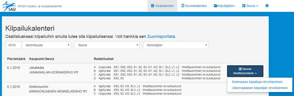 5. KILPAILIJAN LISÄÄMINEN VIIMEISEN ILMOITTAUTUMISPÄIVÄN UMPEUDUTTUA/ILMOITTAUTUMINEN KILPAILIJAN