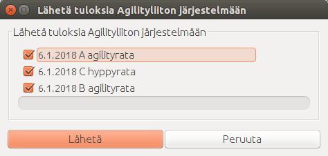 8. SÄHKÖISTEN TULOSTEN LÄHETTÄMINEN Valitse viides nappi (nuoli ylös) Ohjelma saattaa kysyä tässä vaiheessa tunnusta ja salasanaa, syötä ne. Paina lähetä.