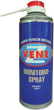 VENEZ KAIKKI TEKNISET TUOTTEET Monitoimispray Monitoimiaine retkeilyolosuhteisiin. Poistaa kosteuden sähkölaitteista hetkessä. Voitelee tehokkaasti lukot, saranat yms.