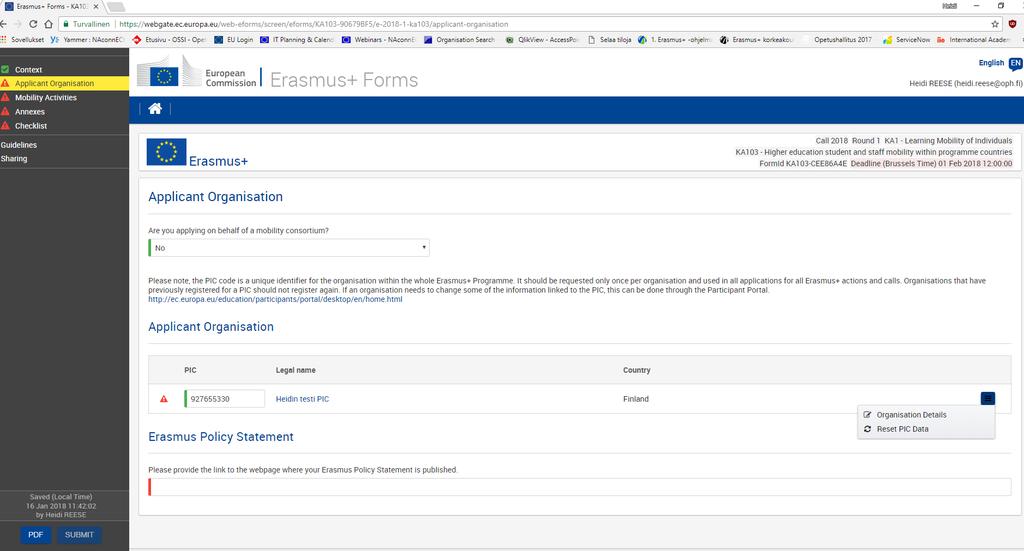 2. Applicant Organization