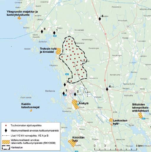 Hankealue sijaitsee kylän eteläpuolella olevan melko laajan peltoaukean takana ja joidenkin tilakeskuksien katselusuunnassa.