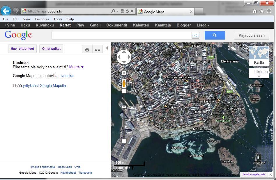 Bing maps ja Googlen ilmaiset karttaselaimet Google Earth