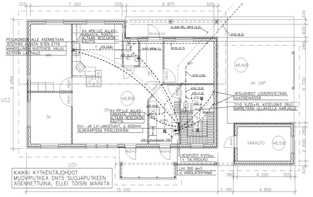 KUVA 2 Esimerkki kaksiulotteisesta suunnitelmasta (4) Tietomalli puolestaan sisältää koko rakennuksen kolmiulotteisena (kuva 3) sekä lisätietoja