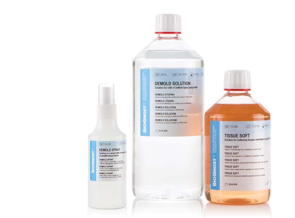 zamrzavanje histoloških uzoraka. 150 ml 08-SPRAY DeMold Spray Otopina u bočici s raspršivačem za jednostavno i olakšano otkalupljivanje parafinskog tkivnog bloka.