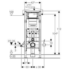 Asennustelineet / Installationsprodukter Geberit Duofix Sigma seinä-wcelementti, 112 cm, esteetön WC-elementti / WC-element Asennuselementti esteettömään rakentamiseen seinä-wc:lle Sigma-säiliöllä.