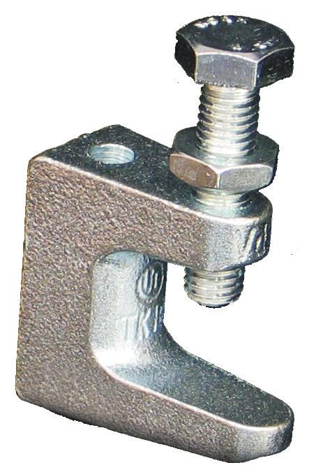 10 mm kierretanko kiinnitetään palkkikiinnikkeeseen 10 mm muttereilla. Palkin laipan maksimivahvuus 20 mm.