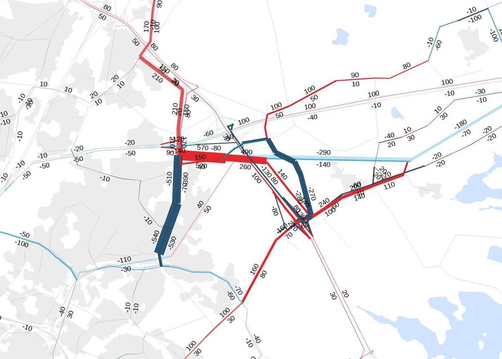 Metron liityntälinjat kuormittuvat varsin hyvin, mikä tarjoaa edellytykset tiheälle liityntäliikenteelle. Linjat kuormittuvat paikoin kuitenkin melko epätasaisesti lähtö- ja päätepysäkkien välillä.