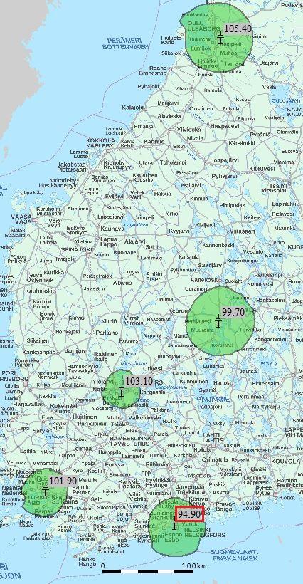 Taajuuskokonaisuus 10 (nyk. TK 11) 43% väestöpeitto Helsinki 102.