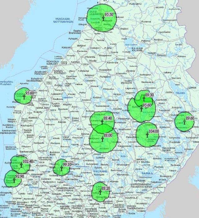 Taajuuskokonaisuus 21 (uusi) 27% väestöpeitto Yhdistetty alueelliset ja paikalliset: TK26, Jyväskylä 4, Kuopio, Rauma 2 ja Tampere 10 Vanha TK Joensuu 89.6 TK26 Jyväskylä 88.0 Jyväskylä 4 Kuopio 95.