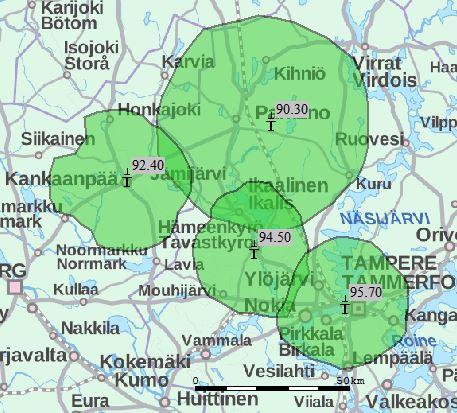 7 Parkano 91.7 Tampere 106.1 -> TK 15 Valkeakoski 96.