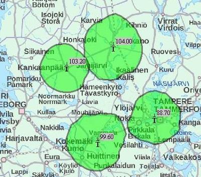 Tampere 1) Tampere 98.4 Tampere 2 (nyk.