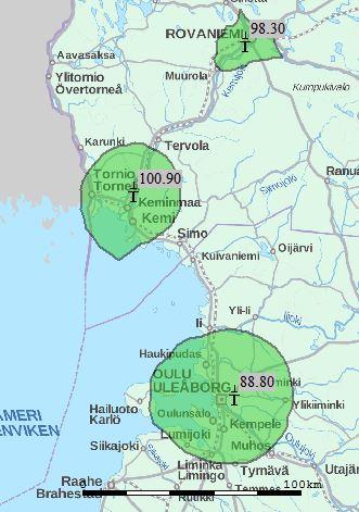 0 Oulu 2 Kokkola 89.3 Kokkola 2 Nivala 100.5 Oulu 2 Oulu 88.0 Oulu 2 Raahe 94.