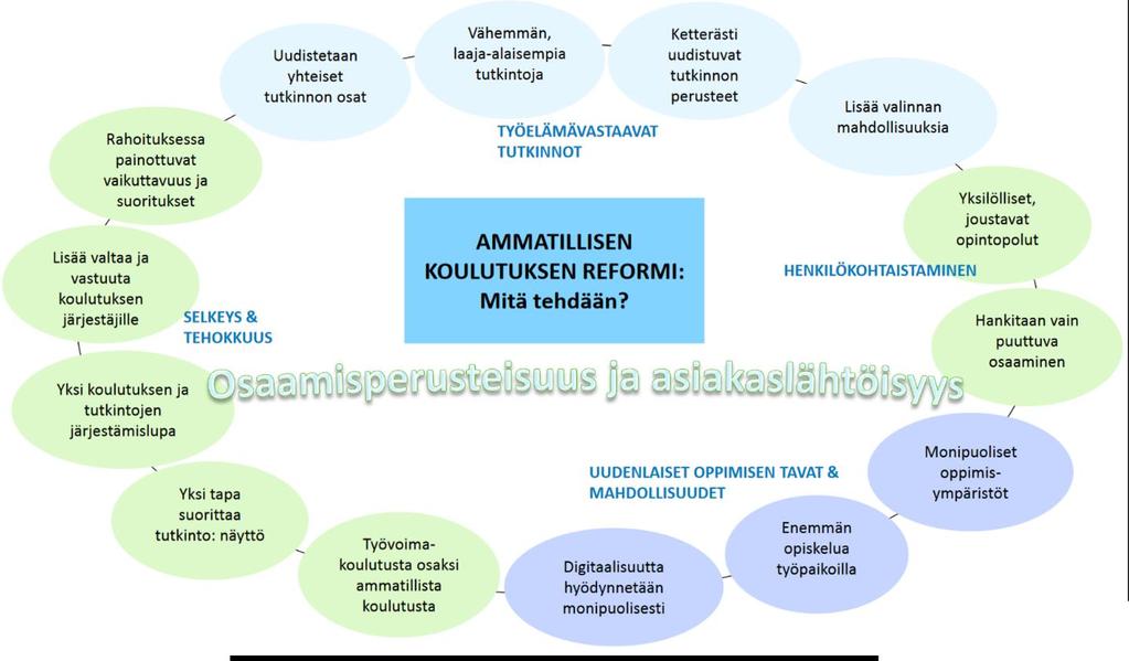 Raportti 5 (28) Kuvio 1. Ammatillisen koulutuksen reformi (mukaillen OKM 2017). Osaamistarveselvitykset toteutettiin kahdessa eri vaiheessa.