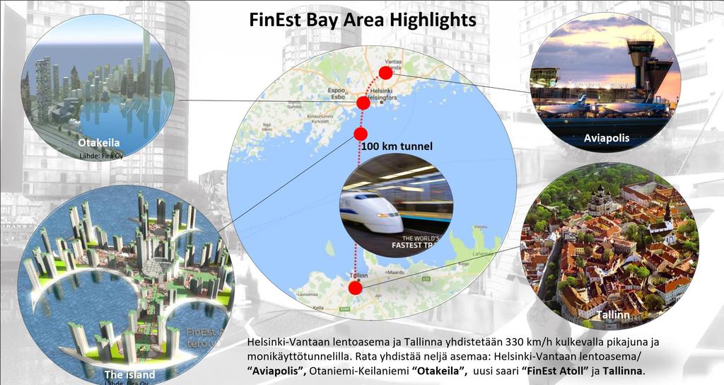 FINEST BAY AREA TUNNEL PROJECT Fast train connection between Tallinn and Helsinki Airport.