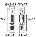 Puhelinlamput T-5.5k -lamppu, hehku- ja hohtolamput Puhelinlamppu OL-521240-T-5.5K 12V 40MA 47 994 71 1 kpl Puhelinlamppu OL-522420-T-5.5K 24V 20MA 47 994 74 1 kpl Puhelinlamppu OL-522850-T-5.