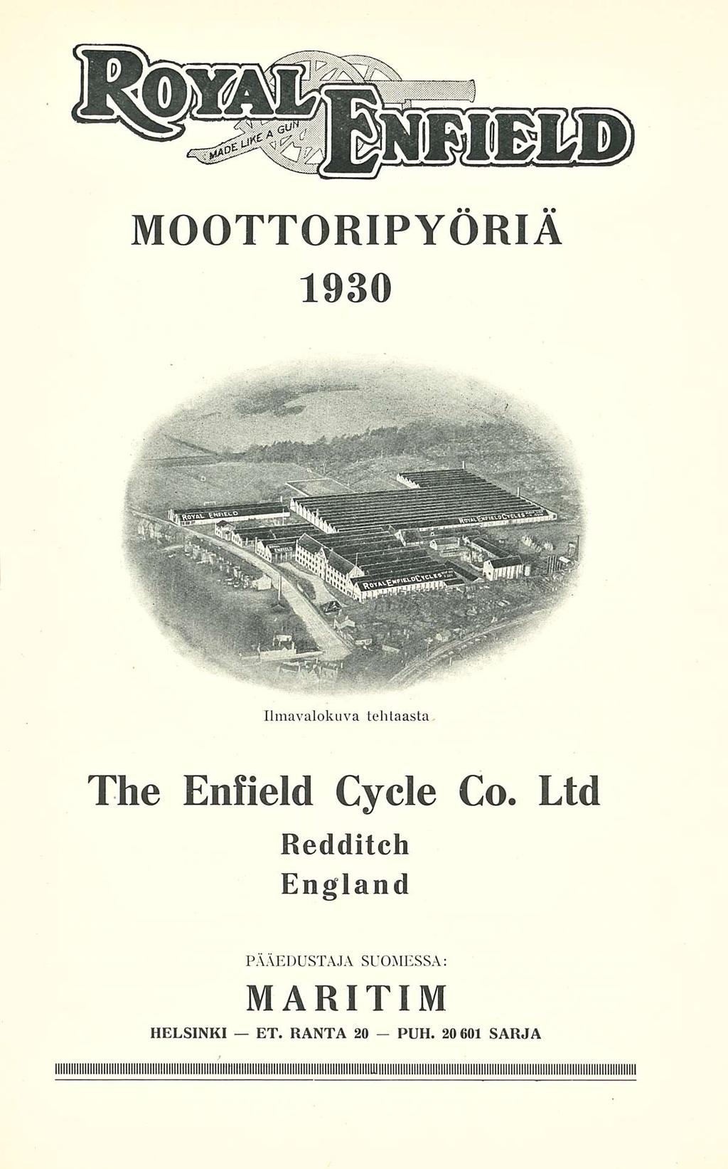 PUH. ROYALENFIELD MOOTTORIPYÖRIÄ. 1930 Ilmavalokuva tehtaasta The Enfield Cycle Co.