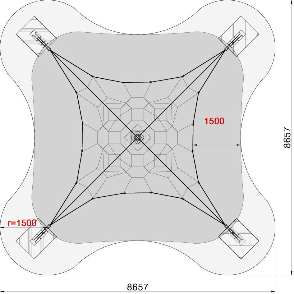 Impact area & Free height of fall 200201, 220201 Impact area : 41.7 m2 Safety zone : 59.3 m2 (EN 1176-1:2008) * Free fall height : 0.