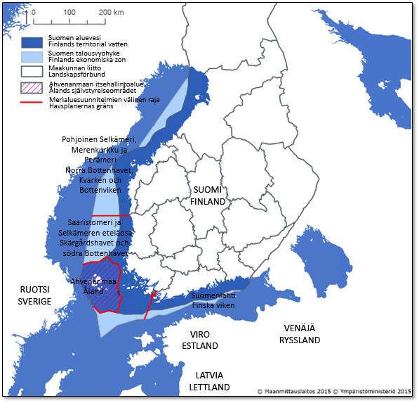 3 MARITIME SPATIAL PLANS, 8 REGIONAL COUNSILS Åland Islands will prepare MSP on its own behalf Typically in EU: National authority prepares the MSPs In Finland: Ministry of the Environment is the