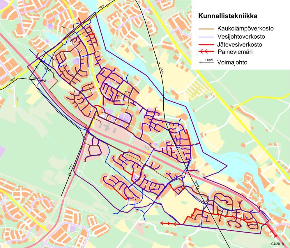 7. Kunnallistekniset verkostot Vesihuoltoverkosto kaikki asemakaava-alueen rakennetut kiinteistöt on liitetty vesijohto- ja viemäriverkostoon alueella on sekä Oulun Veden että Pikkaralan