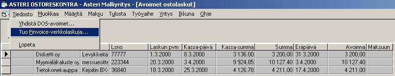 Asteri Ostoreskontra KÄYTTÖOHJEET 31/109 4.