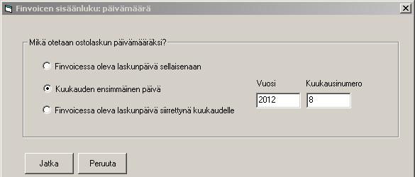 Ohjelma huomauttaa, jos sama lasku on jo tietokannassa. Tämän esimerkin tiedostossa oli vain yksi lasku.
