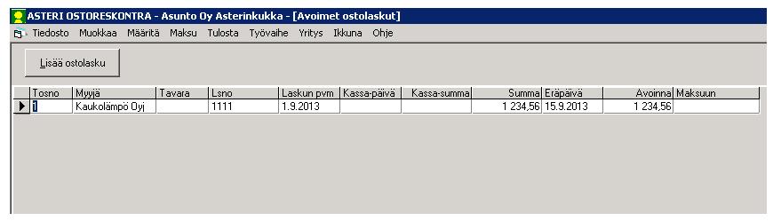 Siellä voit valita ostolaskuja maksettavaksi suunnitelmasi mukaan ja tehdä niistä SEPA-maksuaineiston.