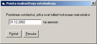 52/109 KÄYTTÖOHJEET Asteri Ostoreskontra Toinen vaihtoehto on palauttaa lasku avoimeksi toiminnolla Maksu Peruuta maksu, jolloin voit korjata sitä aivan kuin avointa