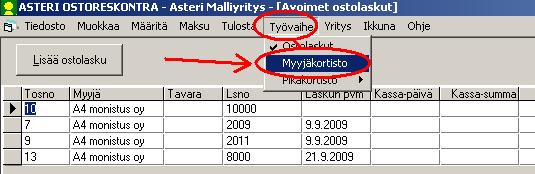 Asteri Ostoreskontra KÄYTTÖOHJEET 57/109 5.