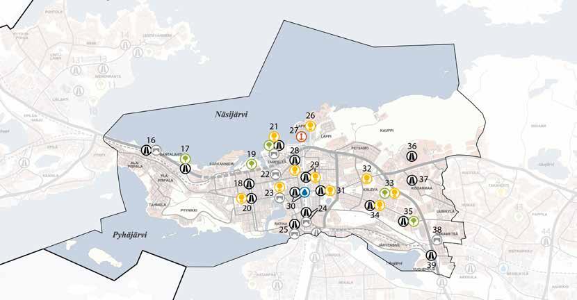 Keskustan alue RAKENTAMISKOHTEET 16. SANTALAHTI uusi Santalahden alueen katurakentaminen, ratamelusuojaus ja maakaasujohdon siirto 17.