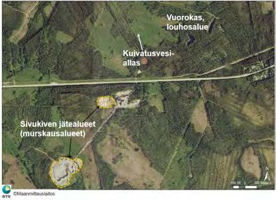 Kajaani, Kainuu. Vuorokkaan jätealueilta sivukivet on murskattu maarakennuskäyttöön.