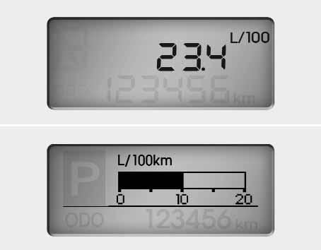 Autosi ominaisuudet Tyyppi A Tyyppi B OED040024 Hetkellinen polttoaineenkulutus (mikäli varusteena) (l/100 km tai MPG) Tämä toiminto laskee hetkellisen polttoaineenkulutuksen muutaman viime sekunnin