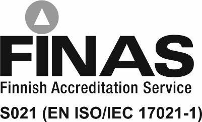S021/M23/2018 Liite 1 / Appendix 1 Sivu / Page 1(14) AKKREDITOITU SERTIFIOINTIELIN ACCREDITED CERTIFICATION BODY EUROFINS EXPERT SERVICES OY EUROFINS EXPERT SERVICES LTD.