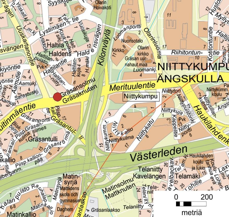 Olari (Ola) Pääkaupunkiseudun opaskartta: Espoon, Helsingin, Kauniaisten ja Vantaan kaupungit 2017 Aseman nimi ja lyhenne: Olari, Ola Osoite: Kuitinmäentie, Espoo Koordinaatit