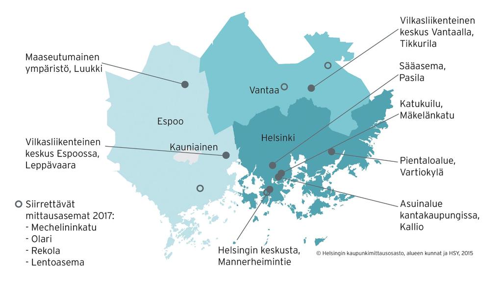 Ilmanlaadun mittausasemat Kuva 3.1.