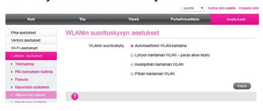 Kahden WLAN-verkon samanaikainen käyttö Voit halutessasi ottaa käyttöön samaan aikaan 2.4 Ghz ja 5 Ghz WLANverkon. Tässä tapauksessa WLAN-verkon maksiminopeus voi kuitenkin hieman laskea.